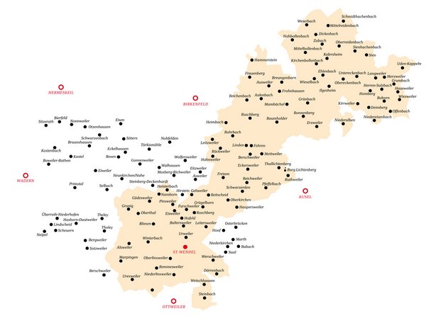 Karte des Landkreises Sankt Wendel 1884 bis 1920