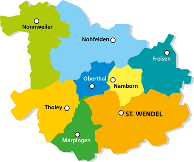 Gemeindekarte des Landkreises Sankt Wendel